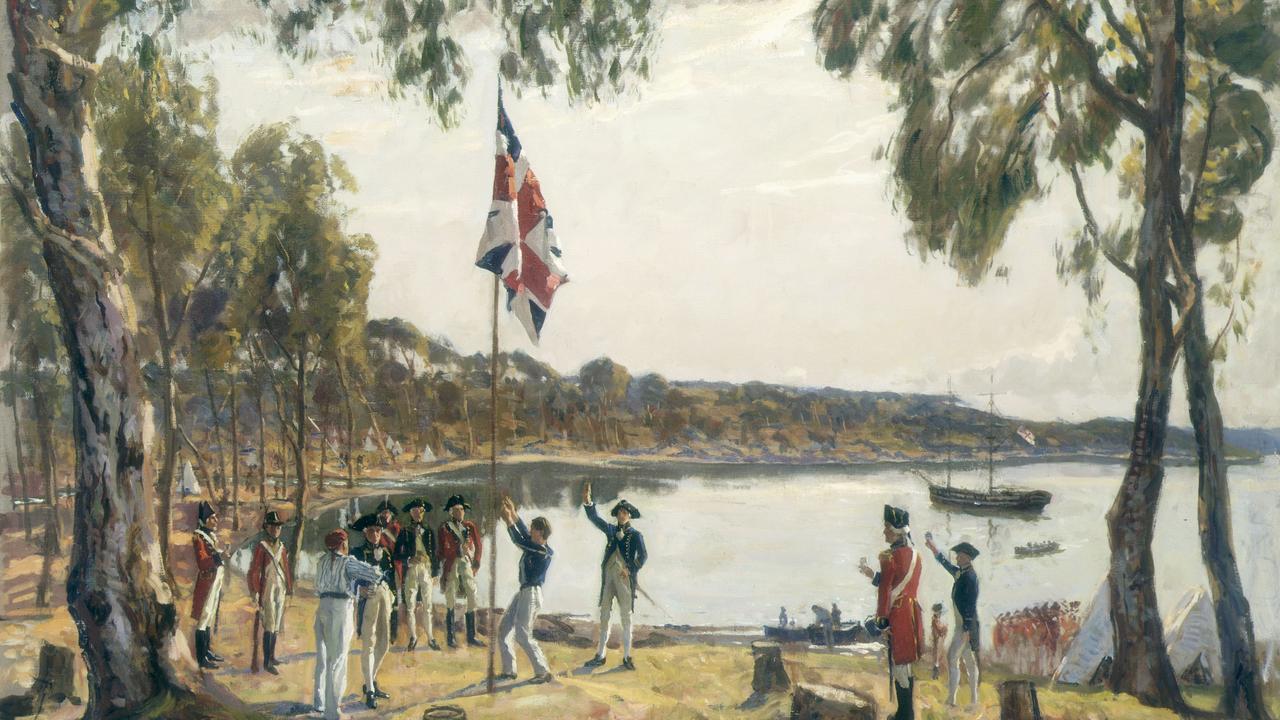 The Founding of Australia By Captain Arthur Phillip R.N. Sydney Cove, January 26th 1788 by Algernon Talmage R.A First Fleet, 1787-1788. Picture: Supplied