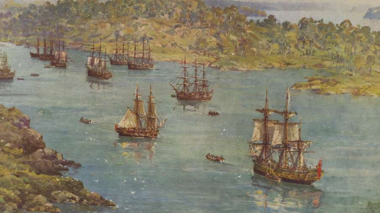 The First Fleet in Sydney Cove. Picture: National Library of Australia